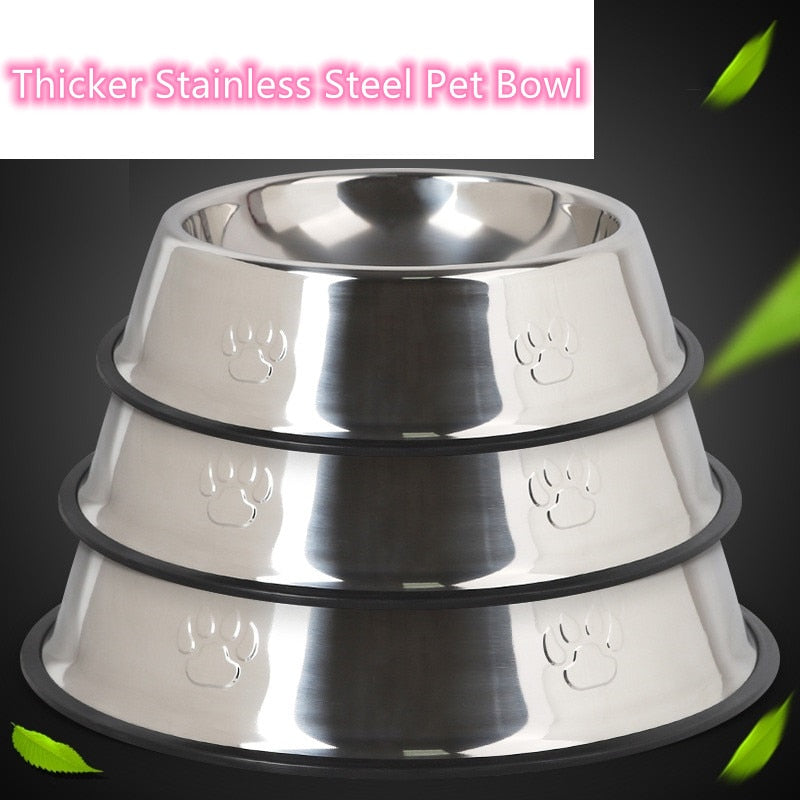 Paw Stainless Steel Dog Bowl, Skidproof, 6 Sizes