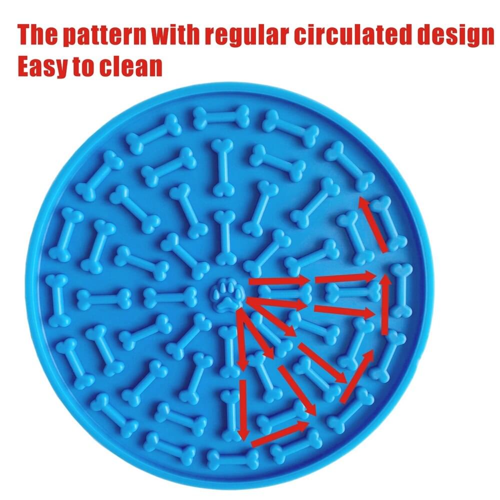 Circle Silicone Lick Mat with Bone Pattern and Suction Cups