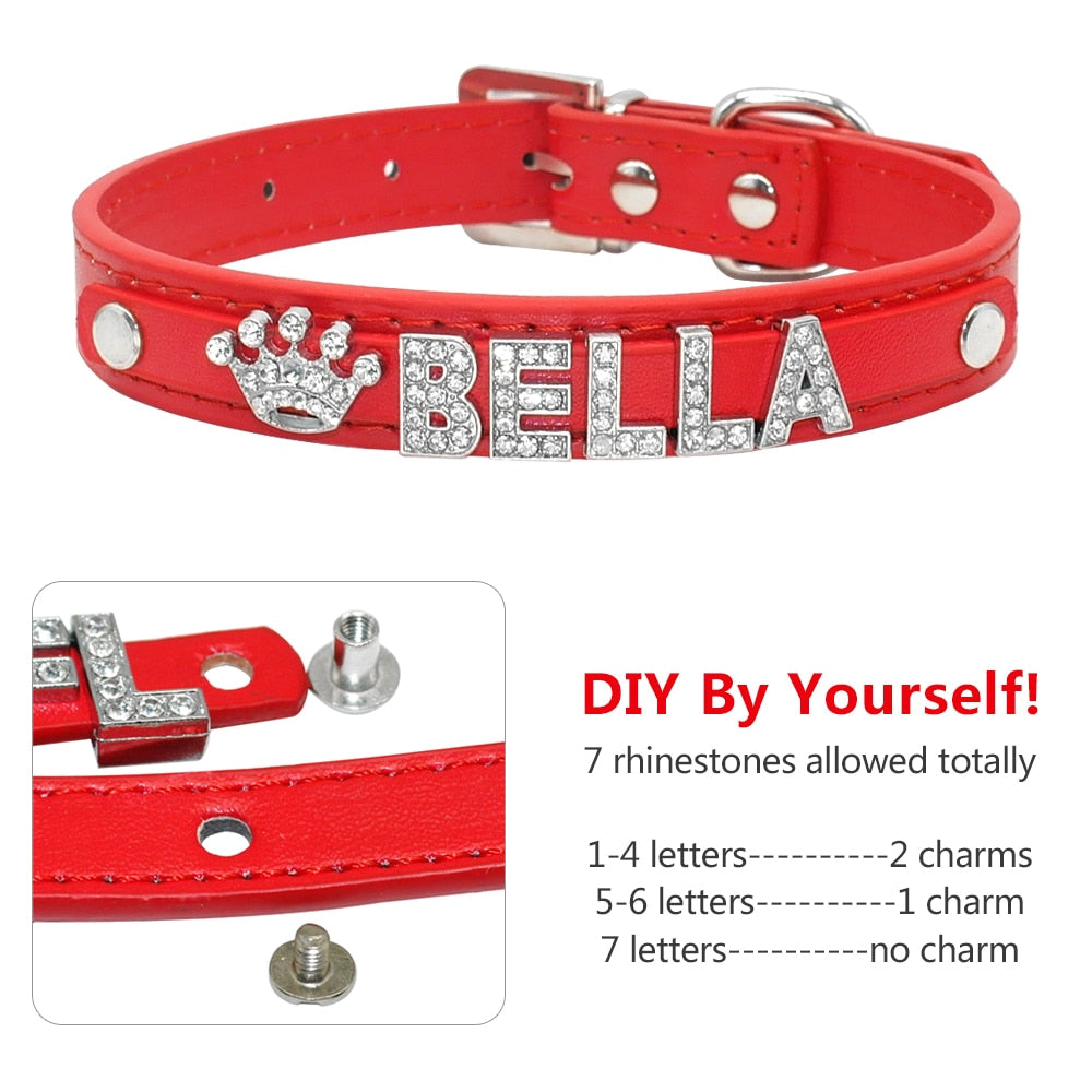 Personalized Rhinestone Puppy Collar, for Small Dogs