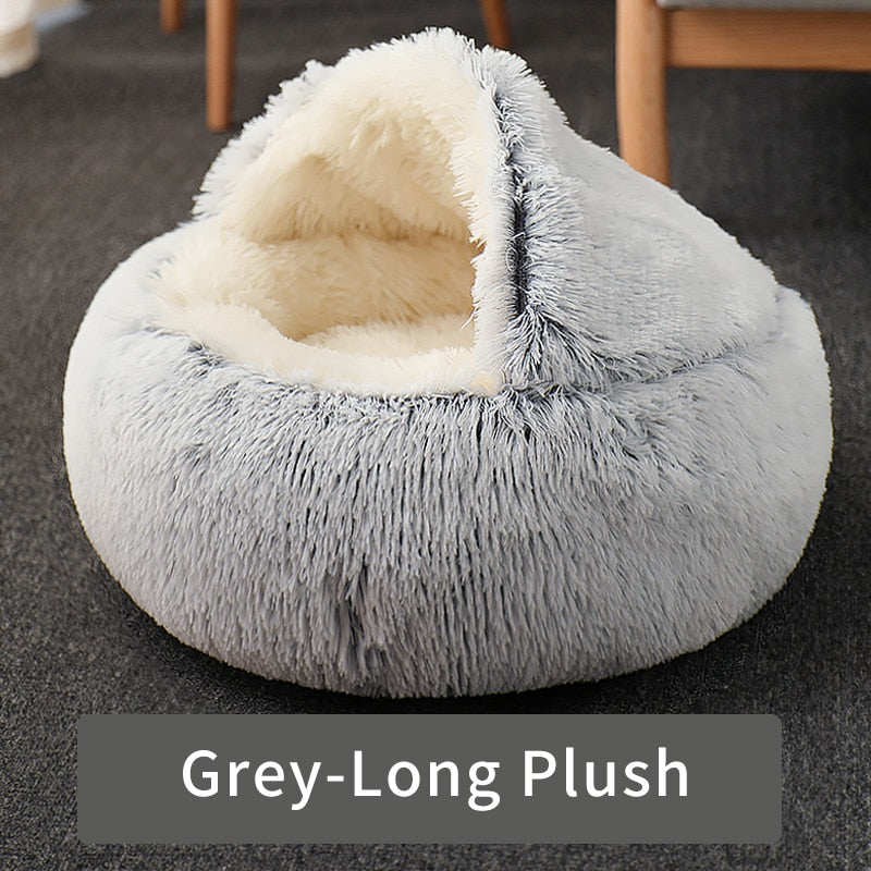 HOOPET Round Plush Dog Bed, With Hood