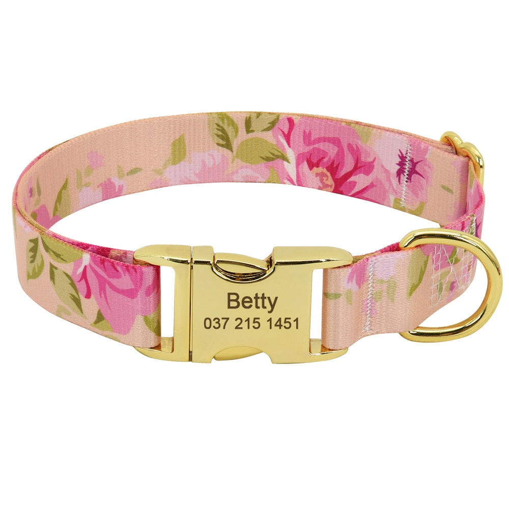 Personalized dog collar ,custom Engraveing, summer vibes, for small to large breeds