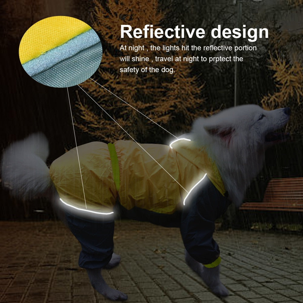 Dog Raincoat, With Reflective Strips