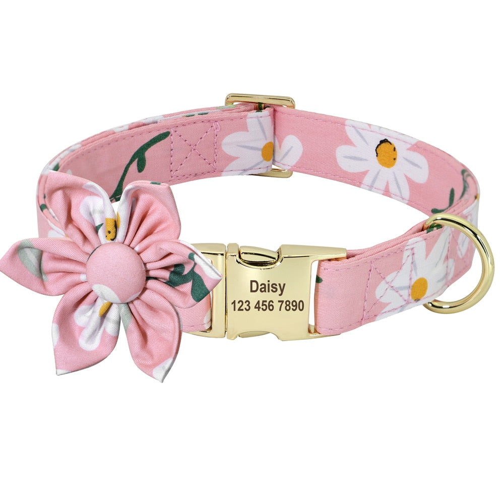 Personalised dog collar and matching lead, for small to large breeds