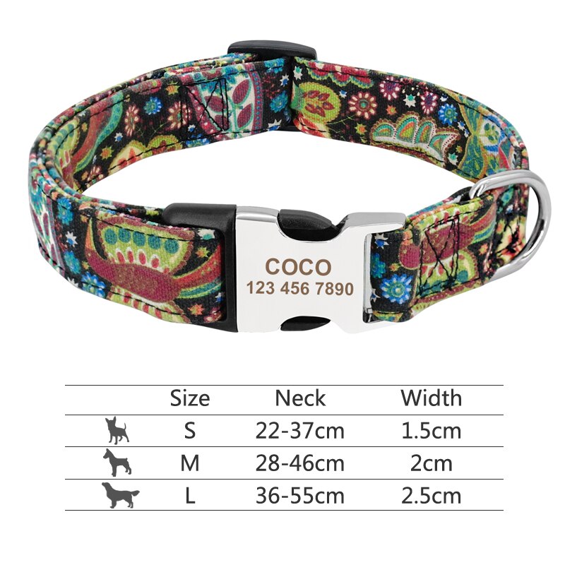 Personalized dog collar, for small to medium breeds