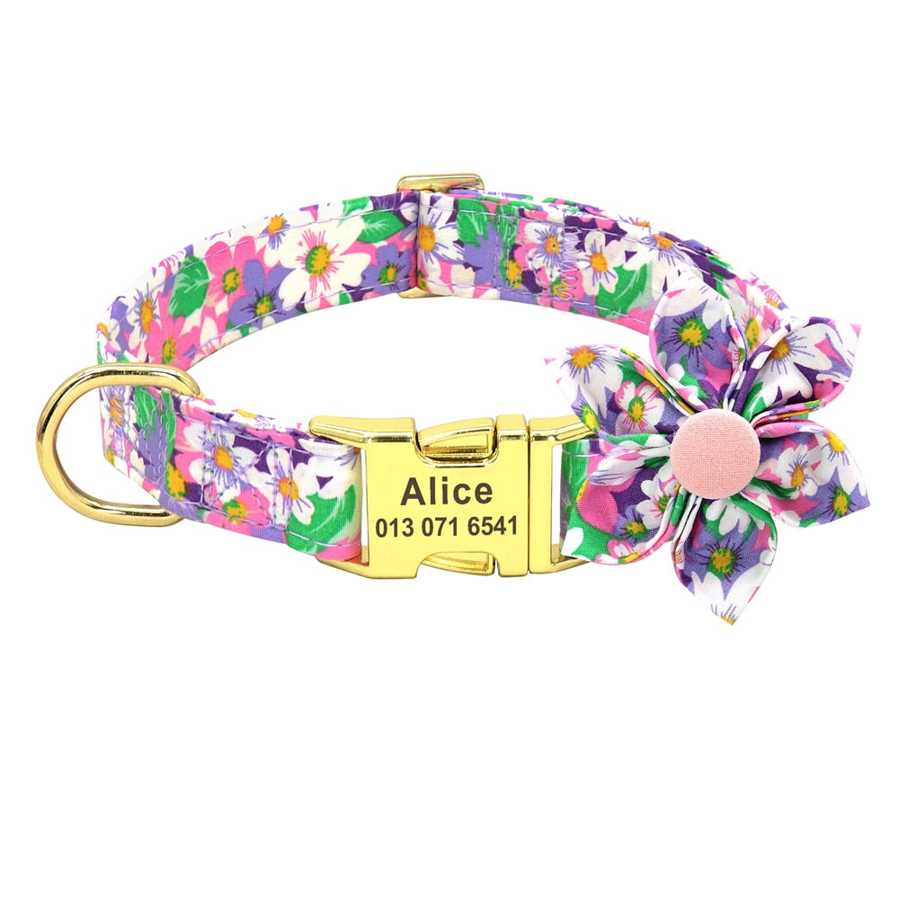 Personalised dog collar and matching lead, for small to large breeds