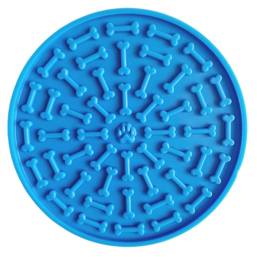 Circle Silicone Lick Mat with Bone Pattern and Suction Cups