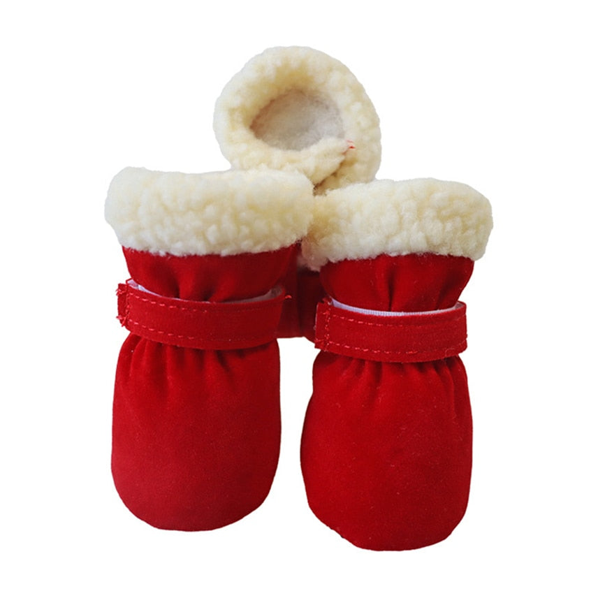 Fleece Lined Boots With Velcro Strap