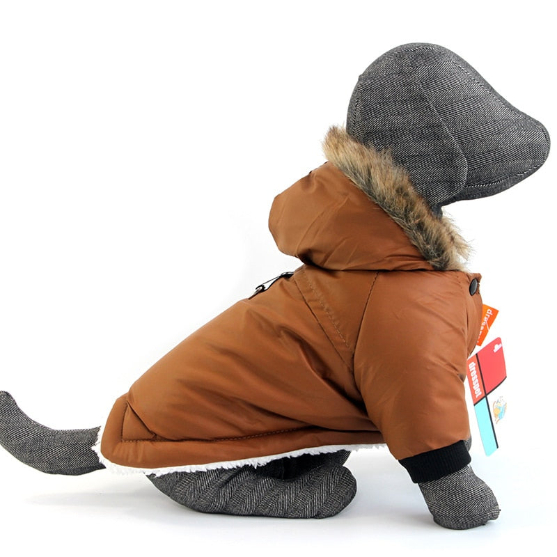 Winter Rain Coat, With Fur Hood, Fluffy Lining & Hoock For Lead