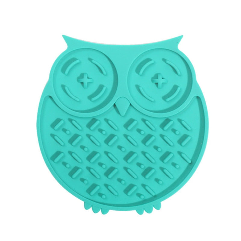 Owl Shape Silicone Lick Mat, With Slow Feeding Section