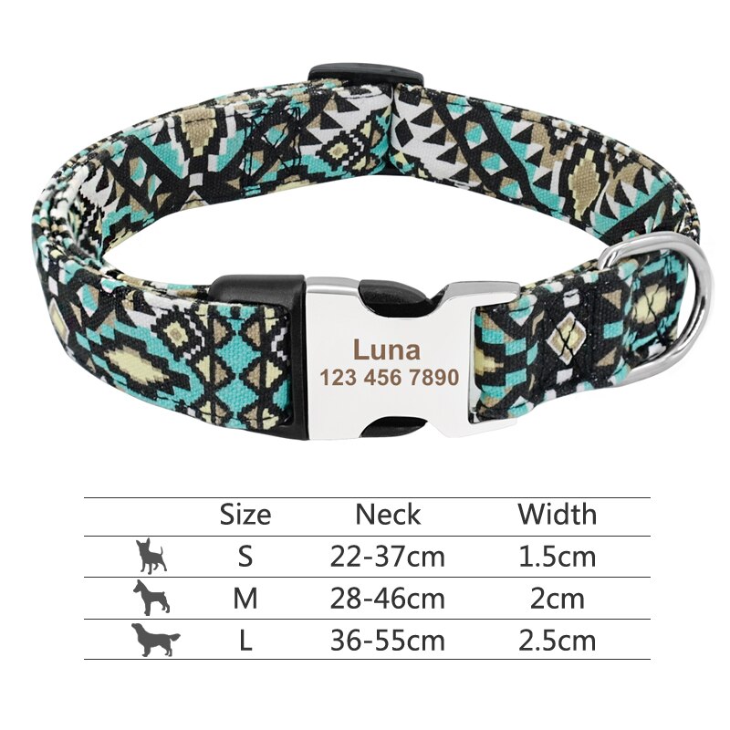 Personalized dog collar, for small to medium breeds