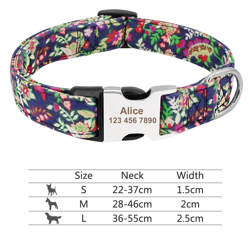 Personalized dog collar, for small to medium breeds