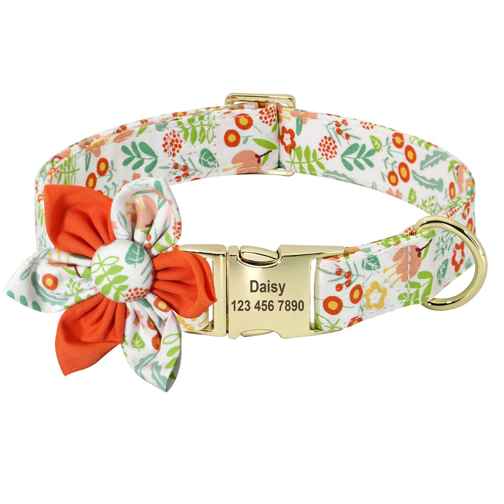 Personalised dog collar and matching lead, for small to large breeds