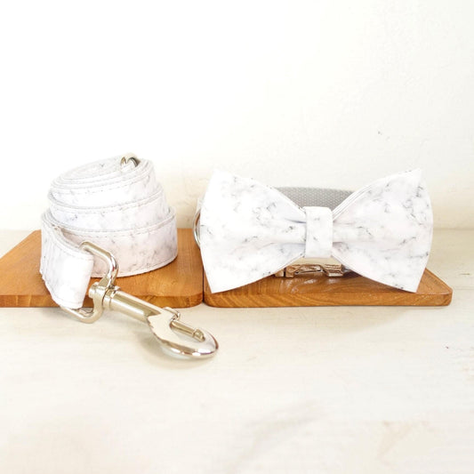 Bow Tie Dog Collar and Leash Set, for Small to Large breeds