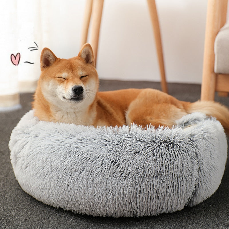 HOOPET Round Plush Dog Bed, With Hood