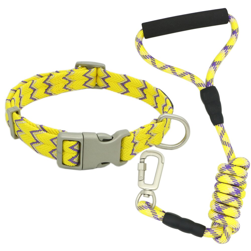 Striking collar and lead set, with comfortable handle for small to extra large breeds