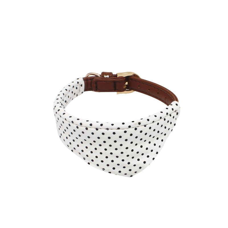 Dotted Dog Collar with bow, Bandana and Lead set