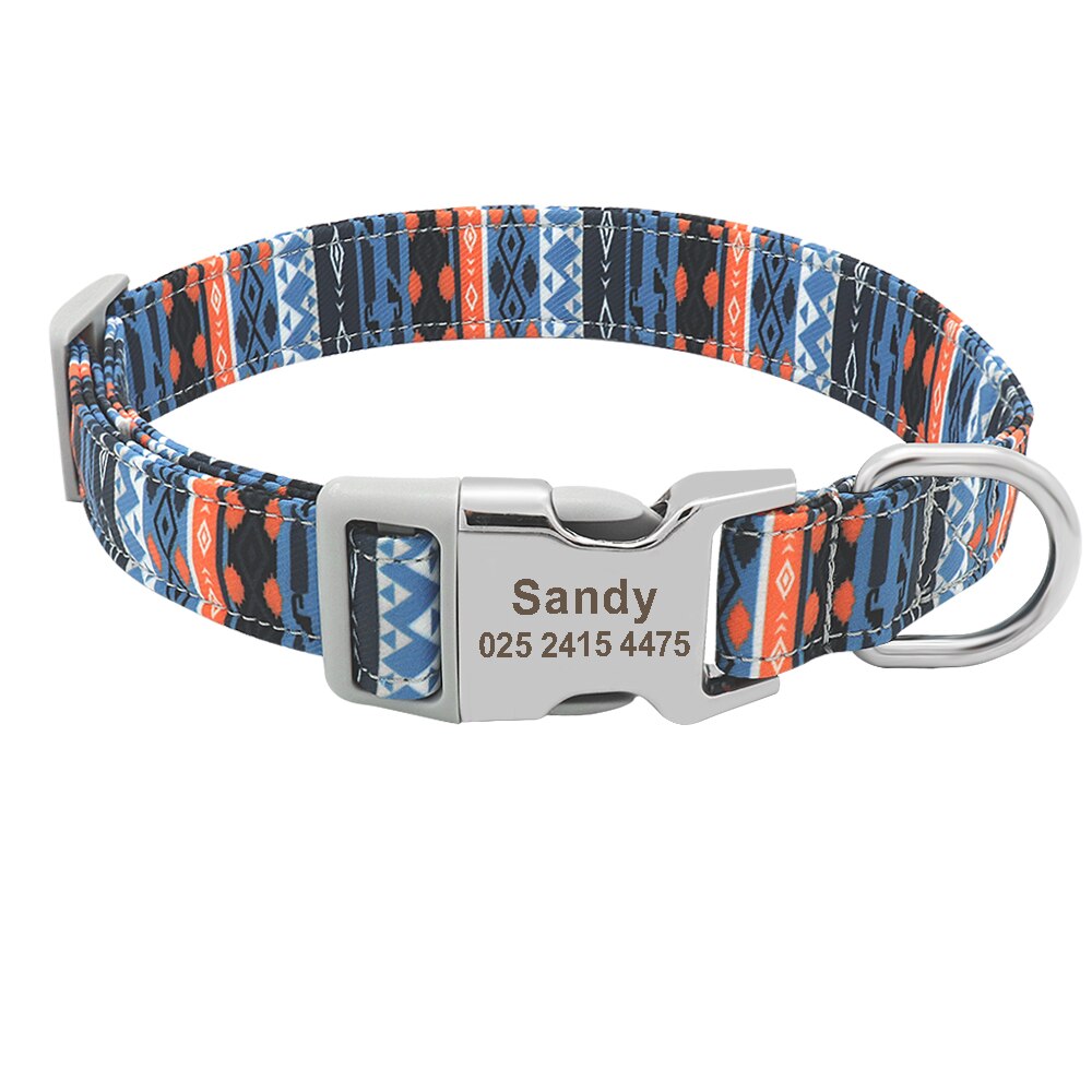 Personalized bright and outgoing dog collar, with engraveing on buckle, for small to large breeds