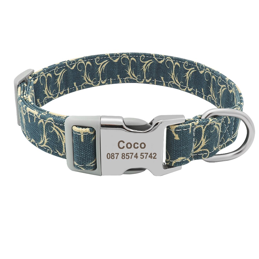 Personalized bright and outgoing dog collar, with engraveing on buckle, for small to large breeds