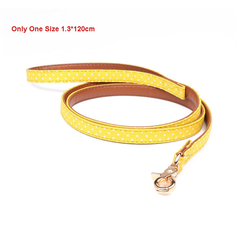 Dotted Dog Collar with bow, Bandana and Lead set