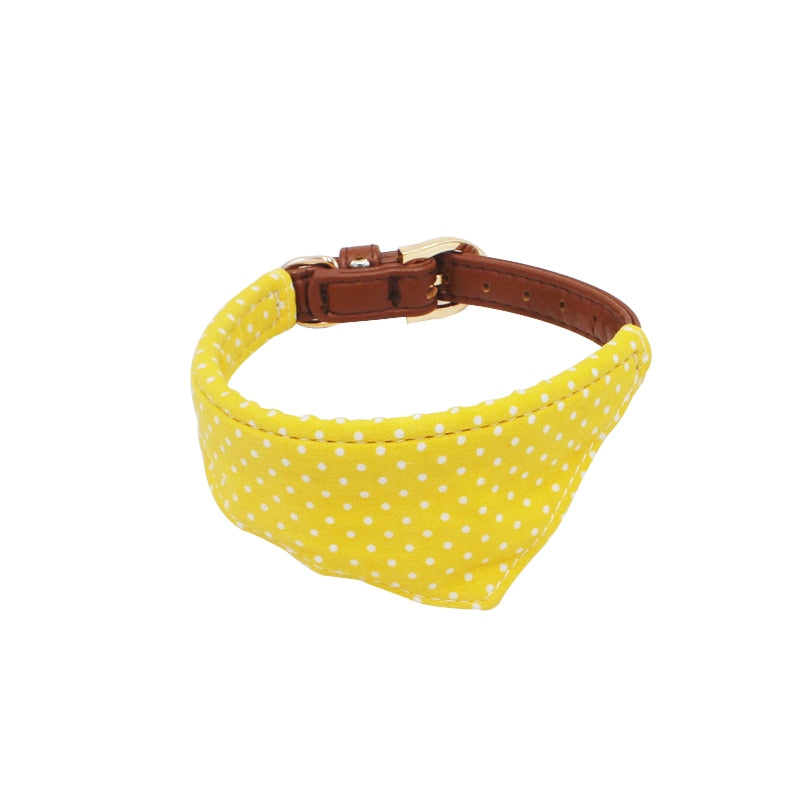 Dotted Dog Collar with bow, Bandana and Lead set