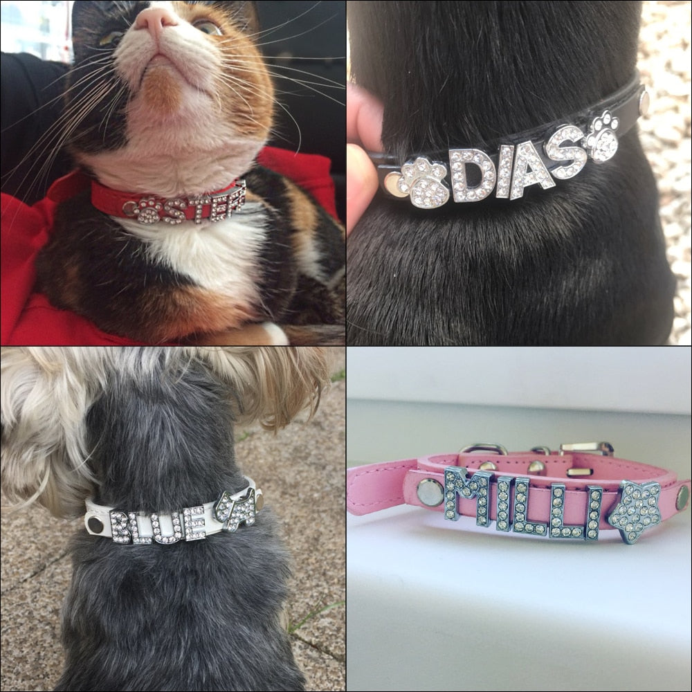 Personalized Rhinestone Puppy Collar, for Small Dogs