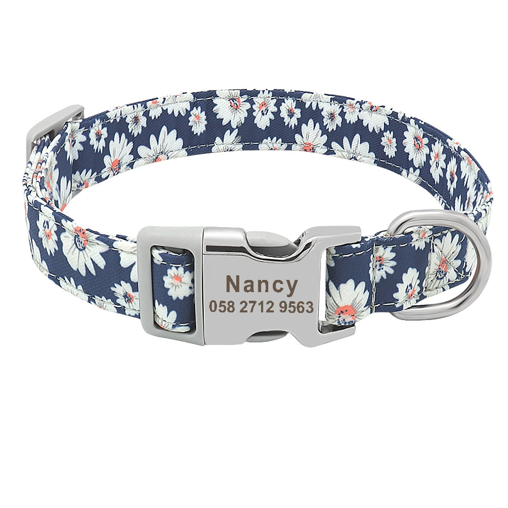 Personalized bright and outgoing dog collar, with engraveing on buckle, for small to large breeds