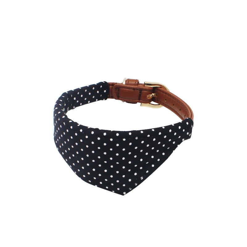 Dotted Dog Collar with bow, Bandana and Lead set