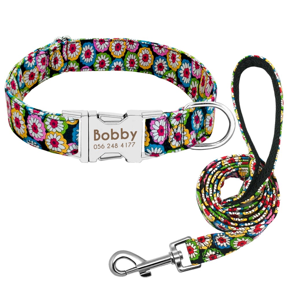 Personalized Dog Collar & Lead, for small to Large breeds