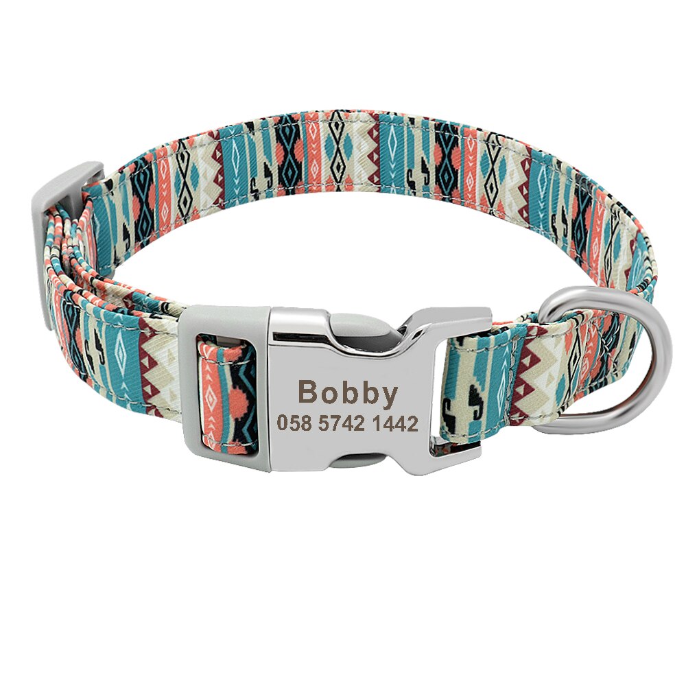 Personalized bright and outgoing dog collar, with engraveing on buckle, for small to large breeds