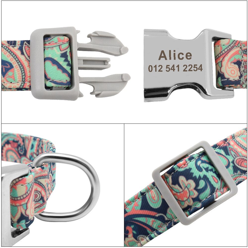 Personalized bright and outgoing dog collar, with engraveing on buckle, for small to large breeds