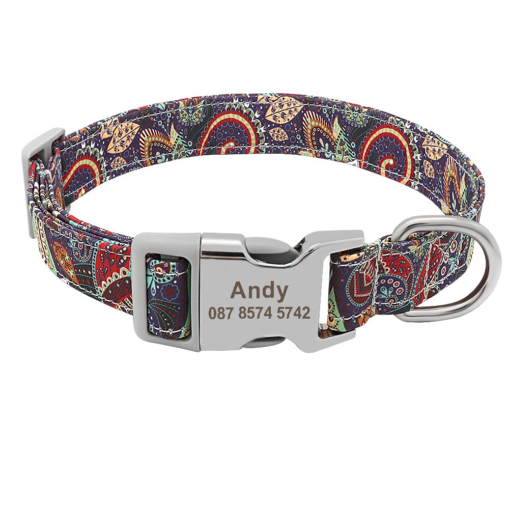 Personalized bright and outgoing dog collar, with engraveing on buckle, for small to large breeds