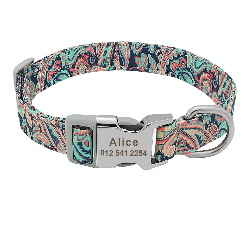 Personalized bright and outgoing dog collar, with engraveing on buckle, for small to large breeds