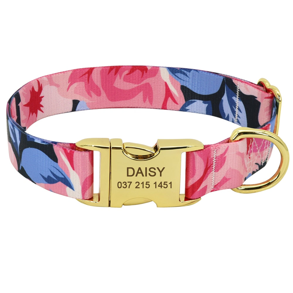 Personalized dog collar ,custom Engraveing, summer vibes, for small to large breeds