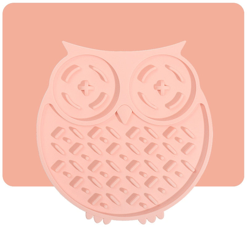 Owl Shape Silicone Lick Mat, With Slow Feeding Section