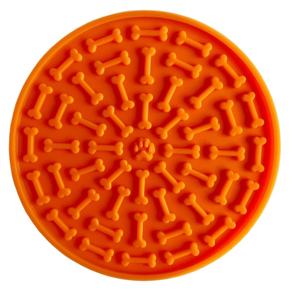 Circle Silicone Lick Mat with Bone Pattern and Suction Cups