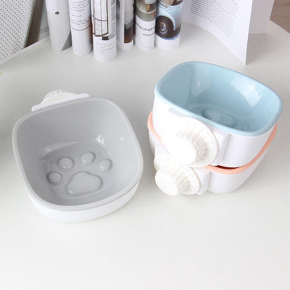 Water & Food Crate Bowls with Paw Print Design