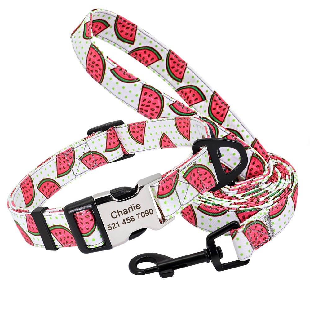 Personalized Dog Collar and lead, as a set or separate, for small to large breeds