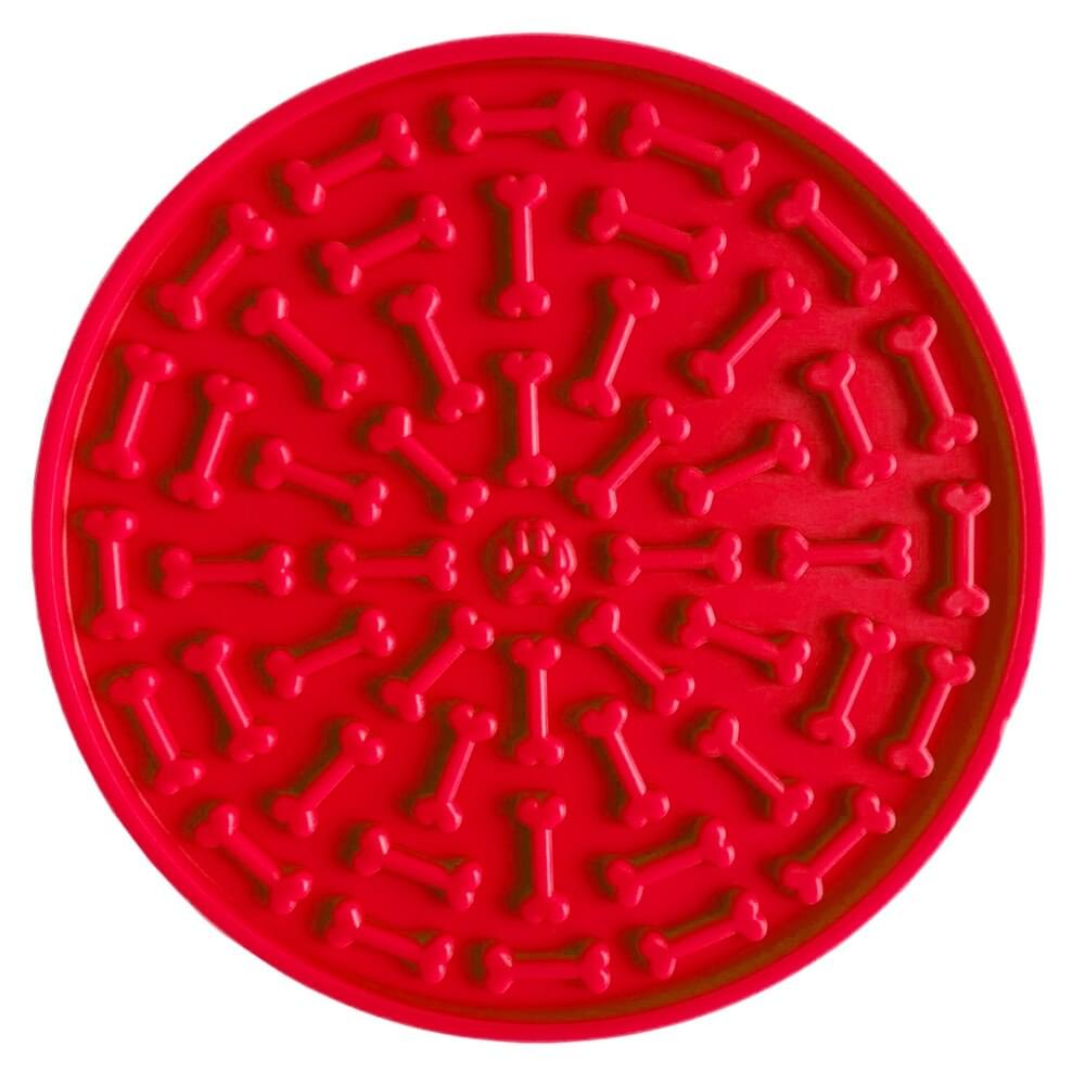 Circle Silicone Lick Mat with Bone Pattern and Suction Cups