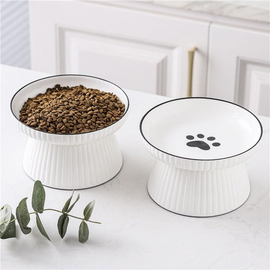 Ceramic Dog Food Bowl, with cute paw print, Skidproof bottom