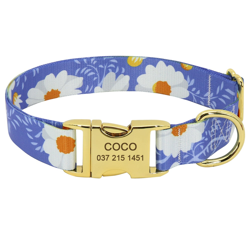 Personalized dog collar ,custom Engraveing, summer vibes, for small to large breeds