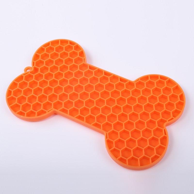 Bone Shaped Lick Mat, With Suction Cups, Great for Bath time