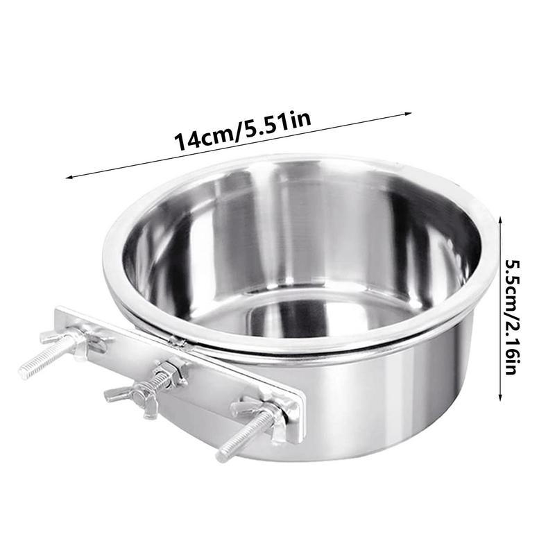 Stainless Steel Dog Food or Water Bowl, For Crate, With Holder