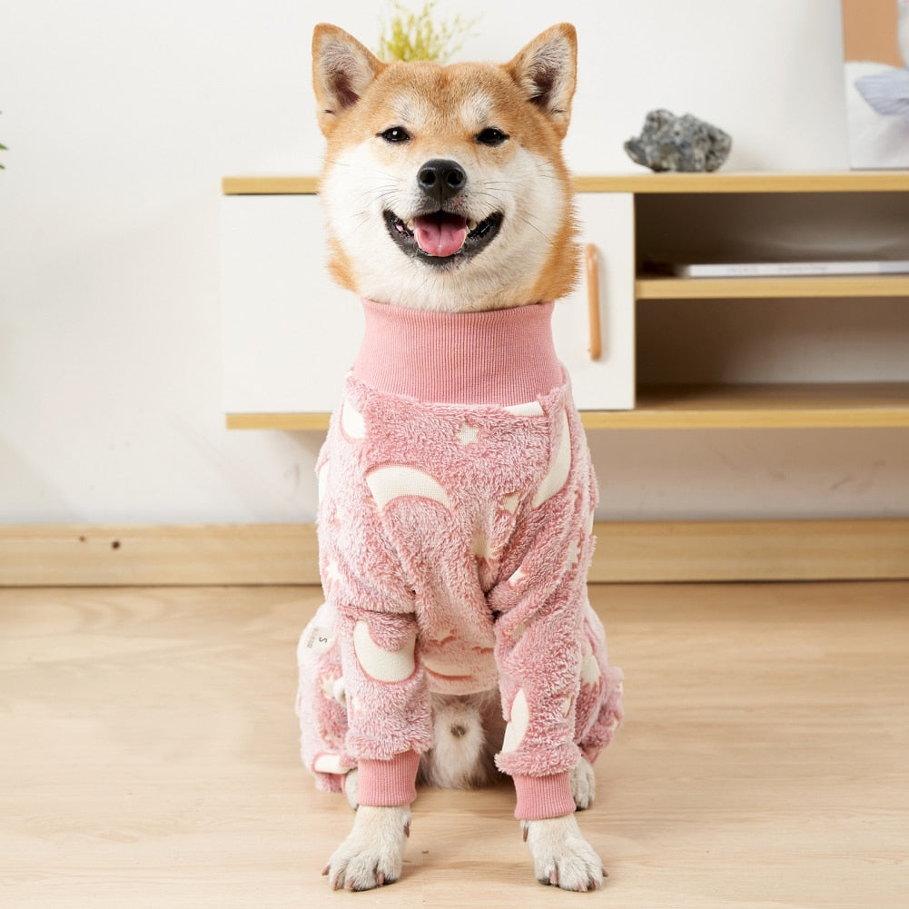 Soft Plush Dog Pajama Cute Bone or Moon Printed