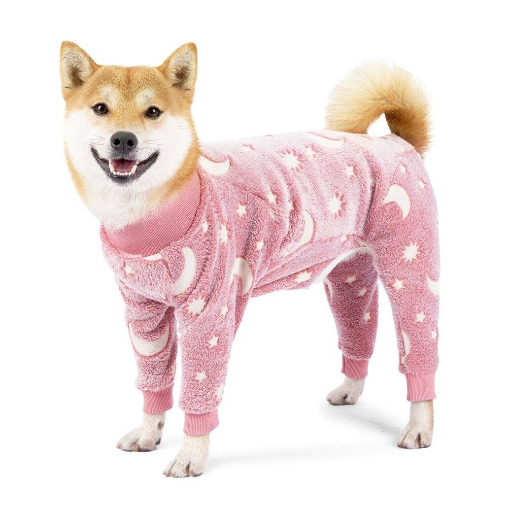 Soft Plush Dog Pajama Cute Bone or Moon Printed