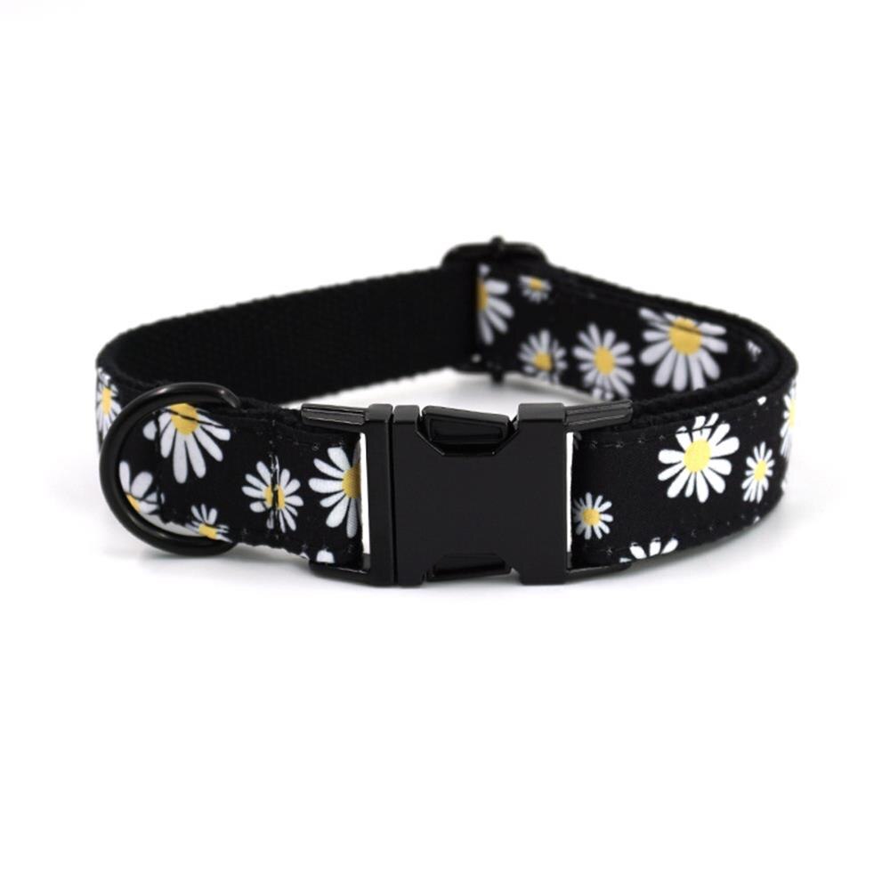 Daisy Flower Collar and Lead Set, Personalized buckle, for extra small to extra large breeds