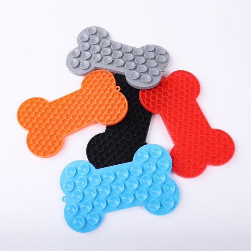 Bone Shaped Lick Mat, With Suction Cups, Great for Bath time