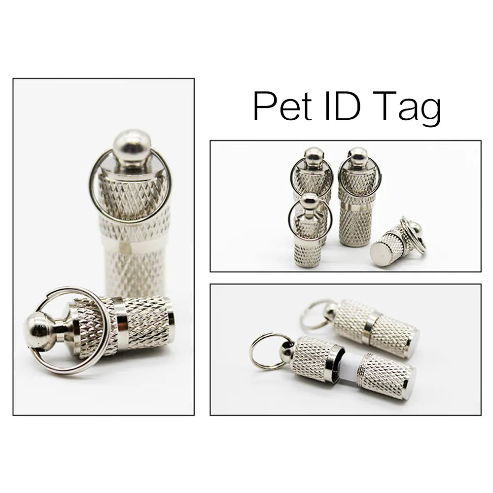 1-4PCS Silver Tube Style ID Tag