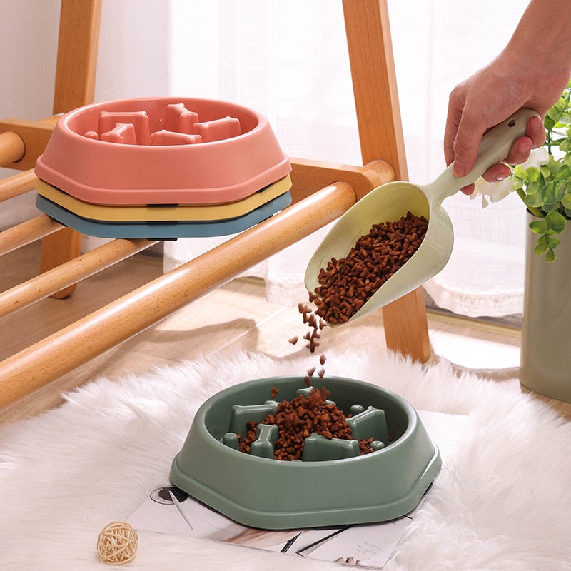 Slow Feeding Food Bowl, Raised Bone Style