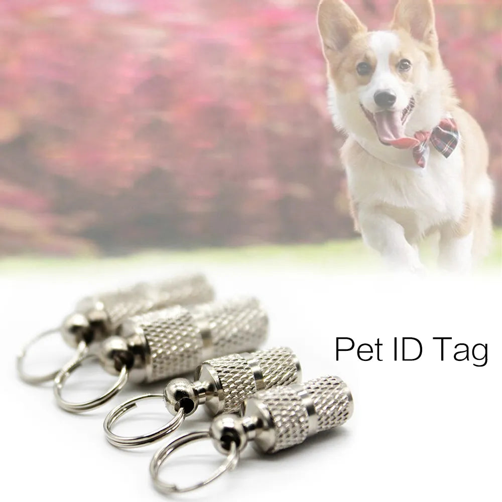 1-4PCS Silver Tube Style ID Tag