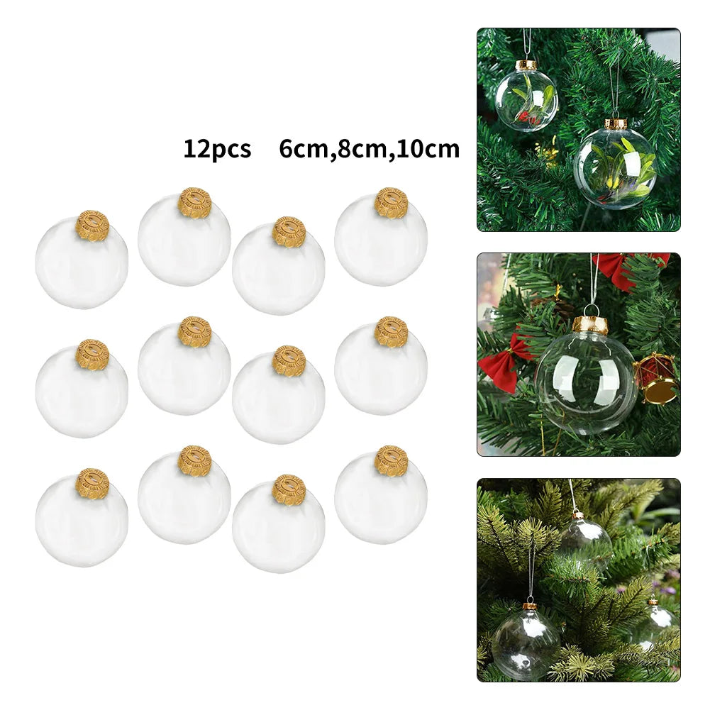 12pcs 6/8/10CM Christmas Transparent Ball